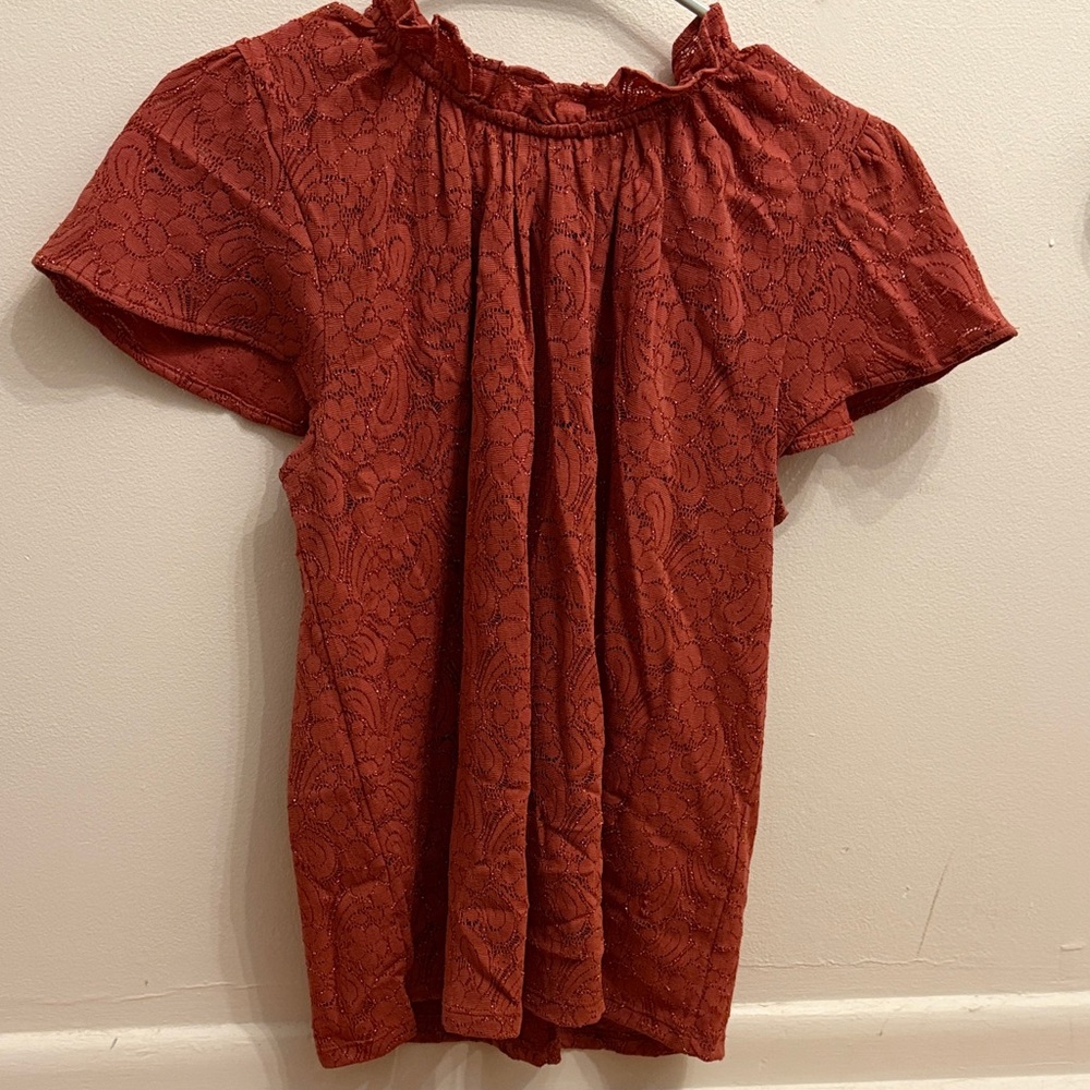 LOFT mauve blouse with gold embellishment